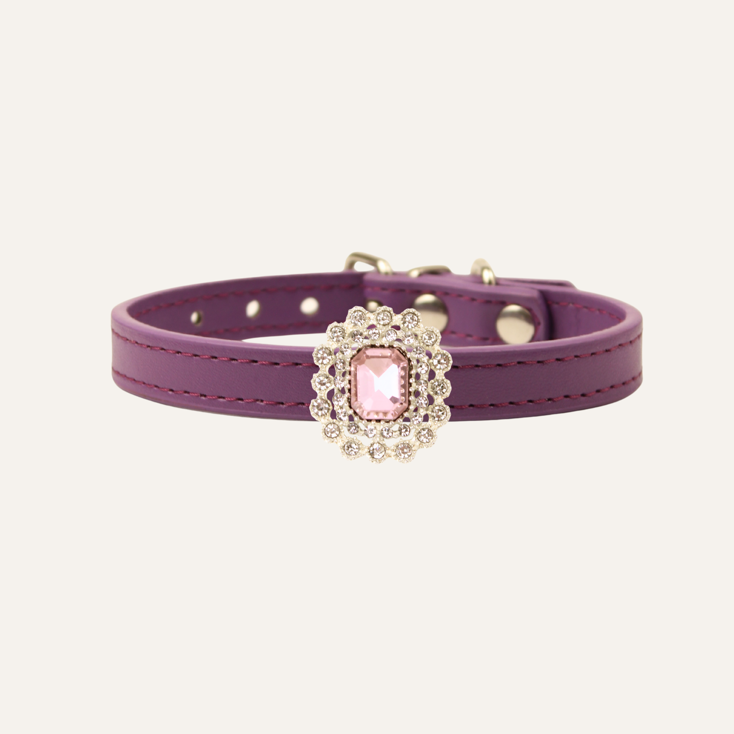 Purple Luxury Cat Collar with Halo Gem Charms