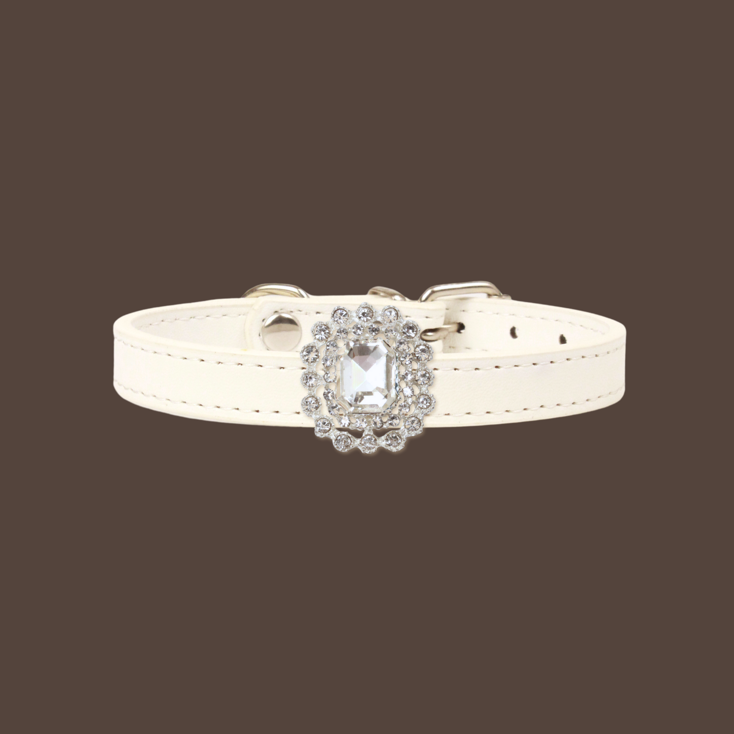White Luxury Cat Collar with Halo Gem Charms