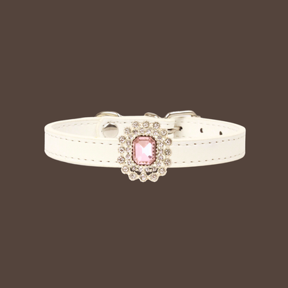 White Luxury Cat Collar with Halo Gem Charms
