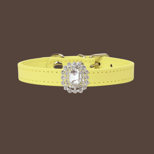 Yellow Luxury Cat Collar with Halo Gem Charms