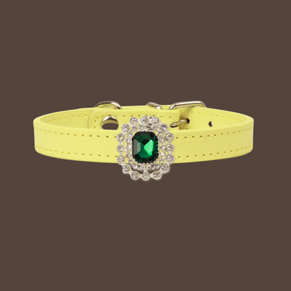 Yellow Luxury Cat Collar with Halo Gem Charms
