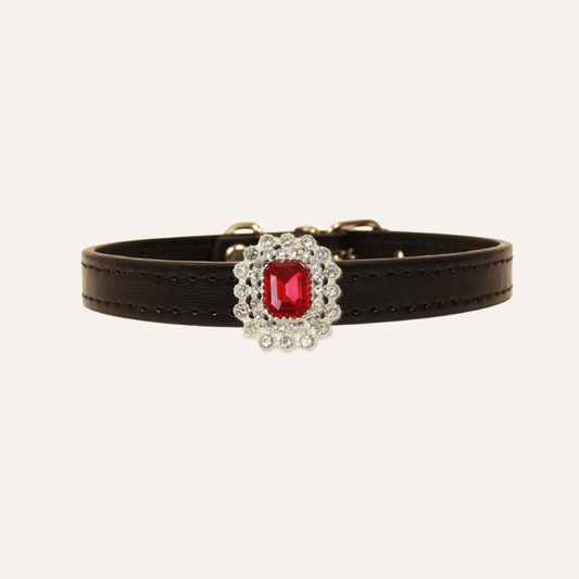 Black Luxury Cat Collar with Halo Gem Charms