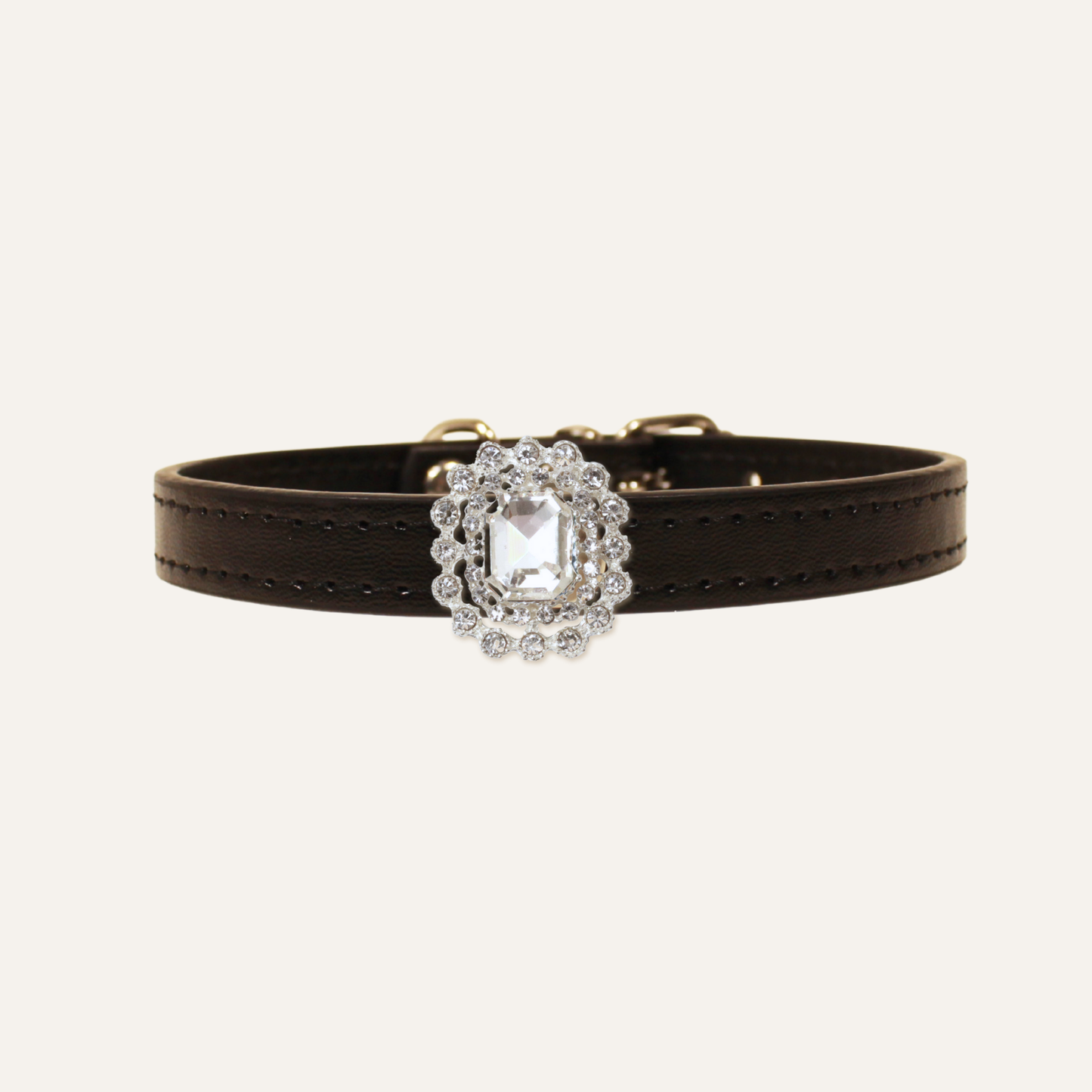 Black Luxury Cat Collar with Halo Gem Charms