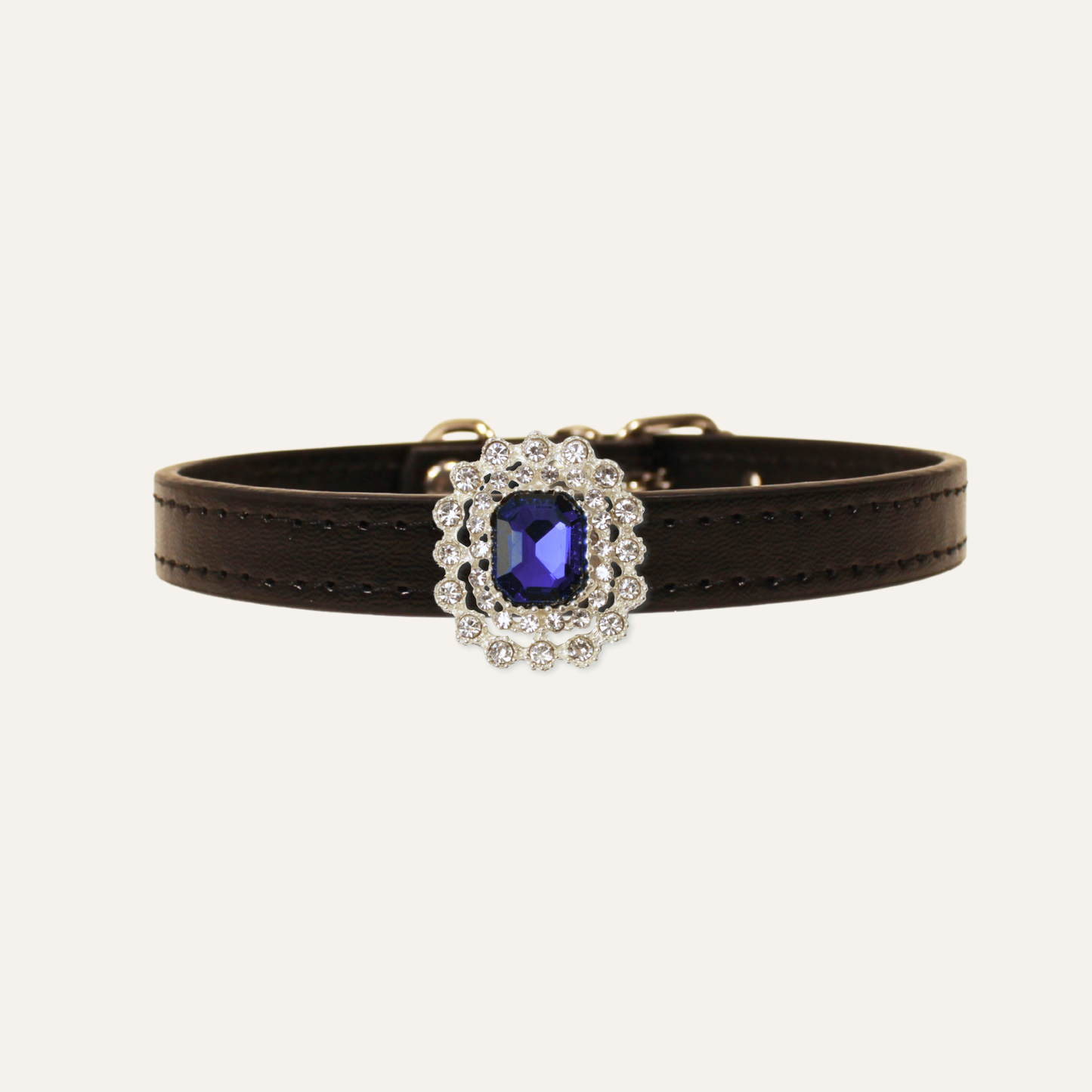 Black Luxury Cat Collar with Halo Gem Charms