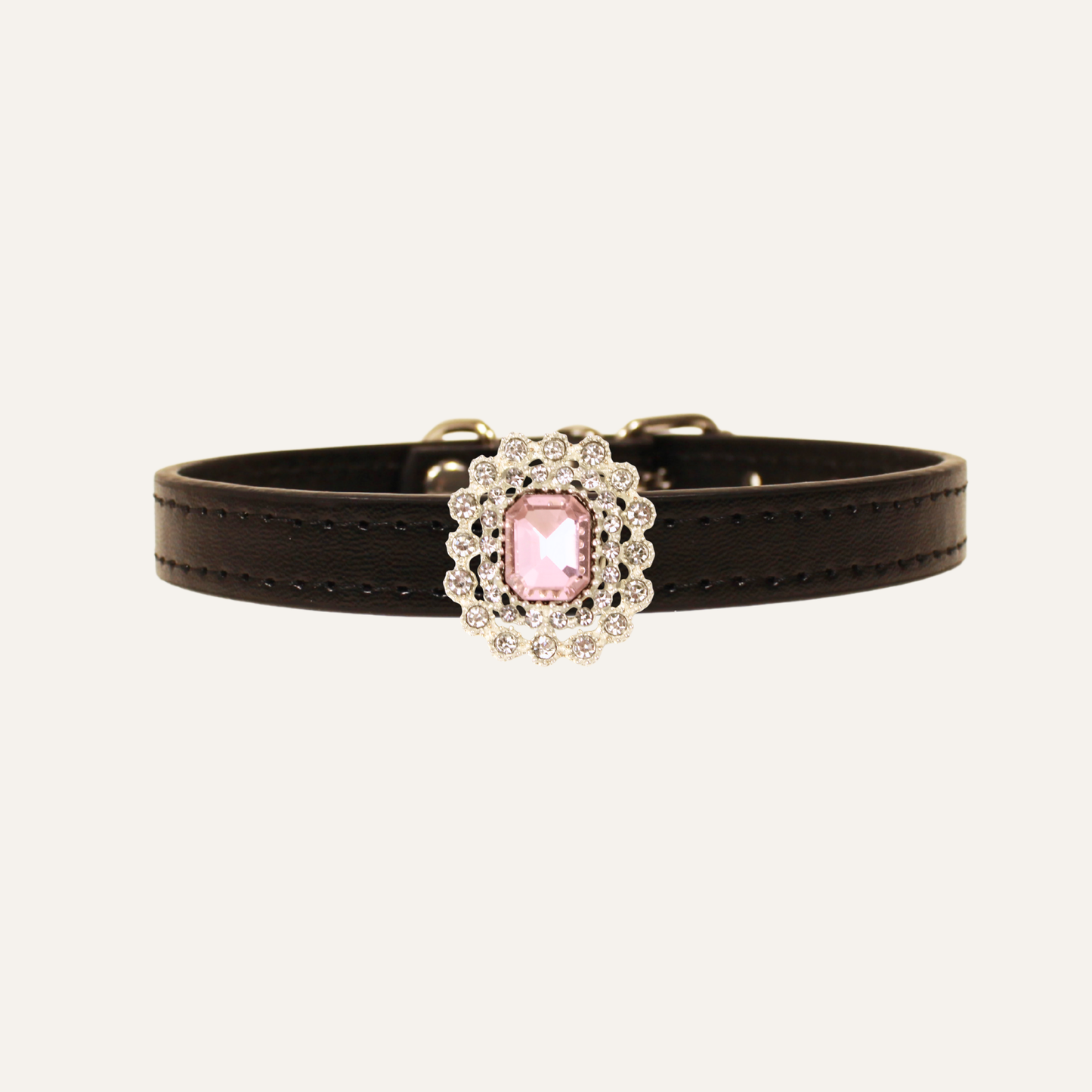 Black Luxury Cat Collar with Halo Gem Charms