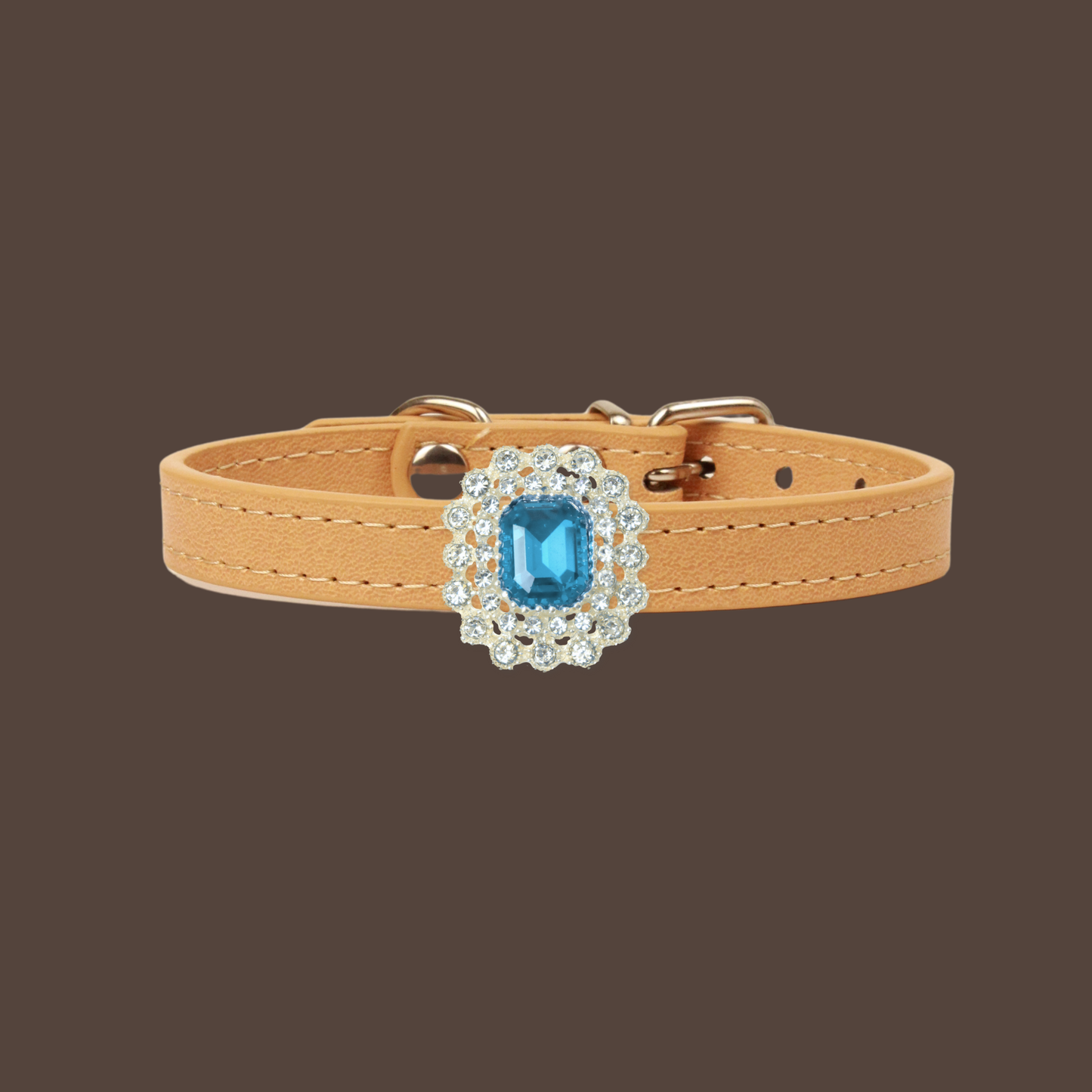 Beige Luxury Cat Collar with Halo Gem Charms