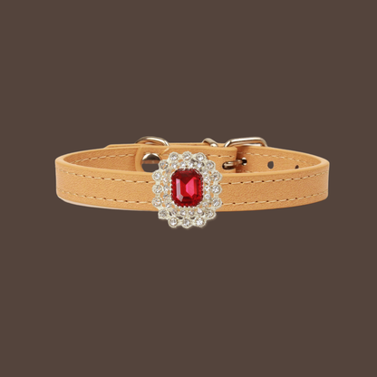 Beige Luxury Cat Collar with Halo Gem Charms