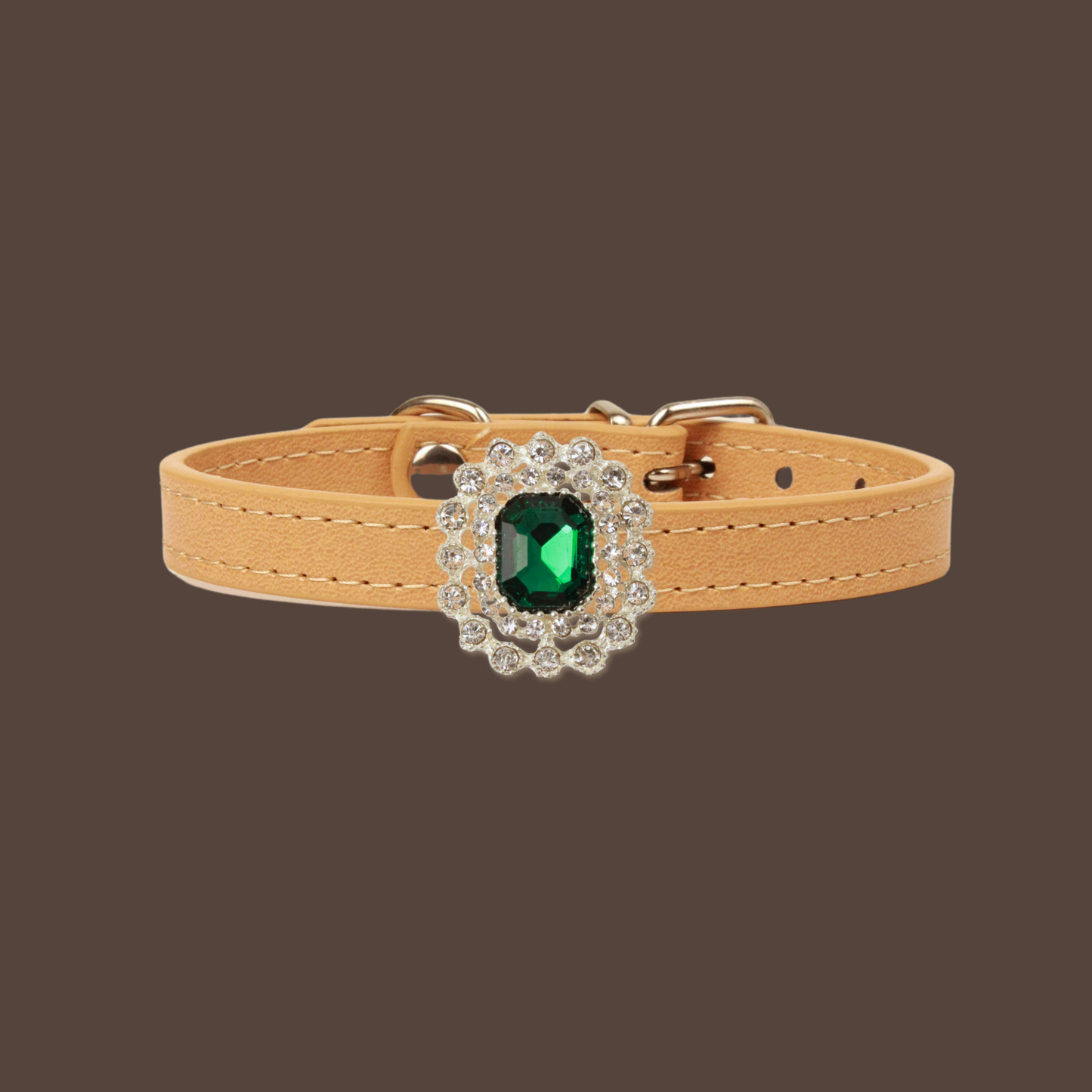 Beige Luxury Cat Collar with Halo Gem Charms