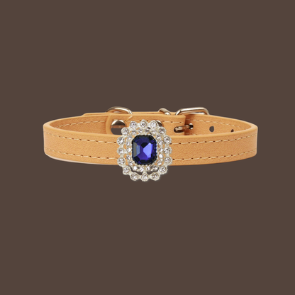Beige Luxury Cat Collar with Halo Gem Charms