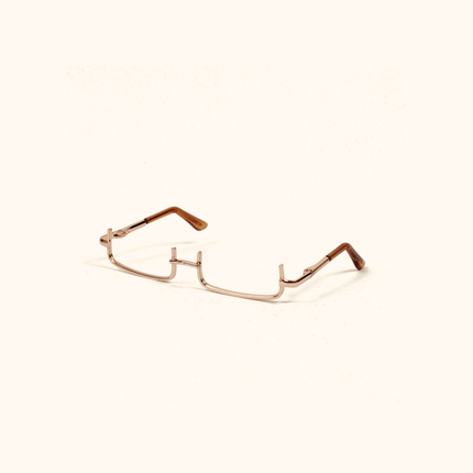 MoriCat Half Frame Metal Glasses in Gold with No Lens