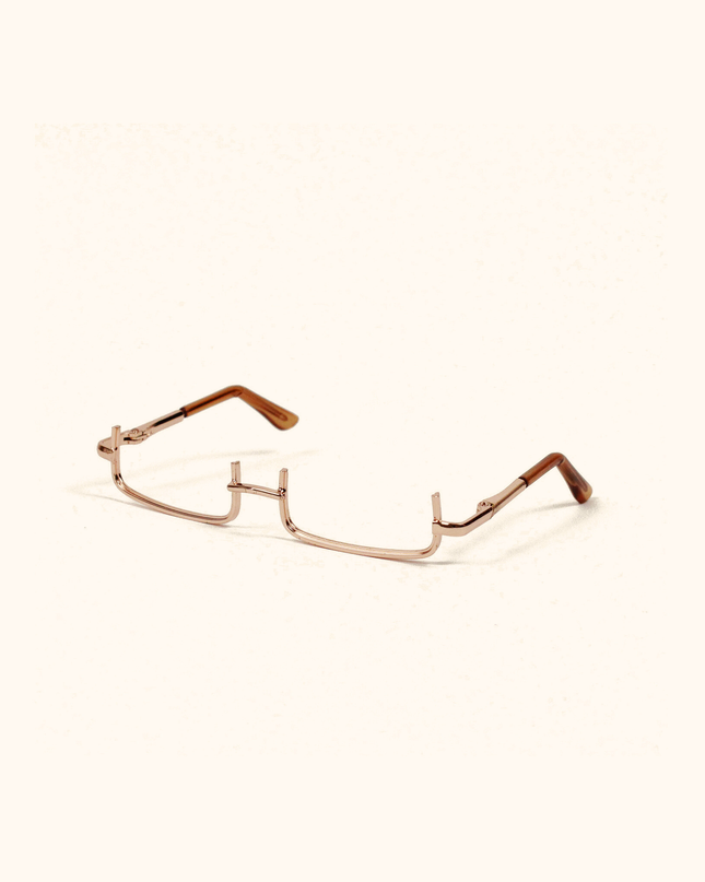 MoriCat Half Frame Metal Glasses in Gold with No Lens