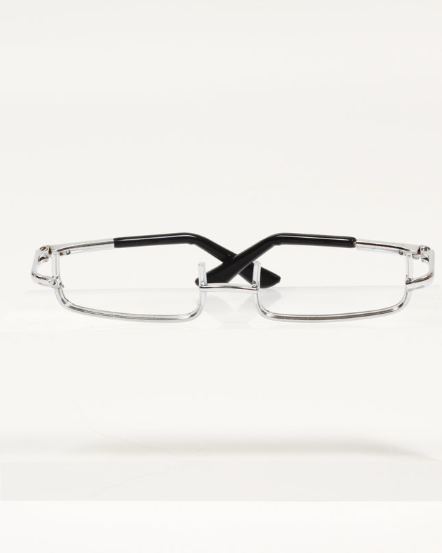 MoriCat Half Frame Metal Glasses in Silver with No Lens