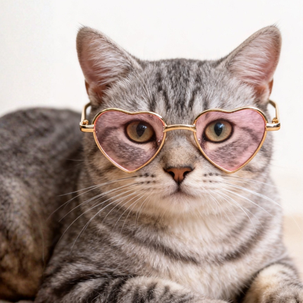 MoriCat Heart Shaped Metal Sunglasses with Pink Lens