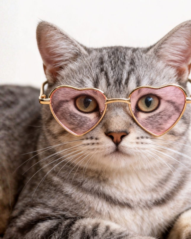 MoriCat Heart Shaped Metal Sunglasses with Pink Lens