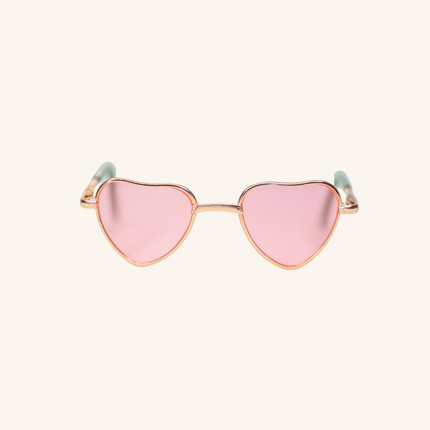 MoriCat Heart Shaped Metal Sunglasses with Pink Lens