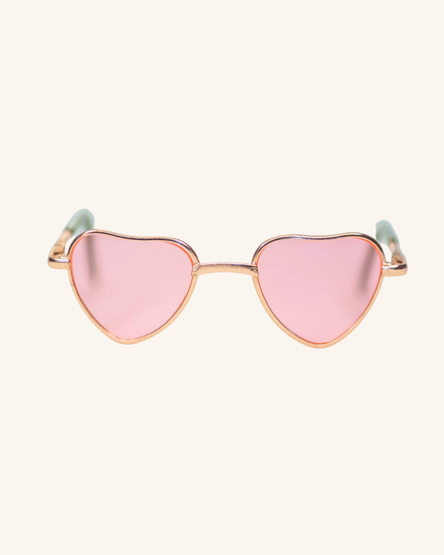 MoriCat Heart Shaped Metal Sunglasses with Pink Lens