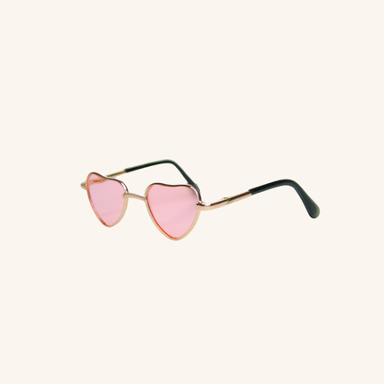 MoriCat Heart Shaped Metal Sunglasses with Pink Lens