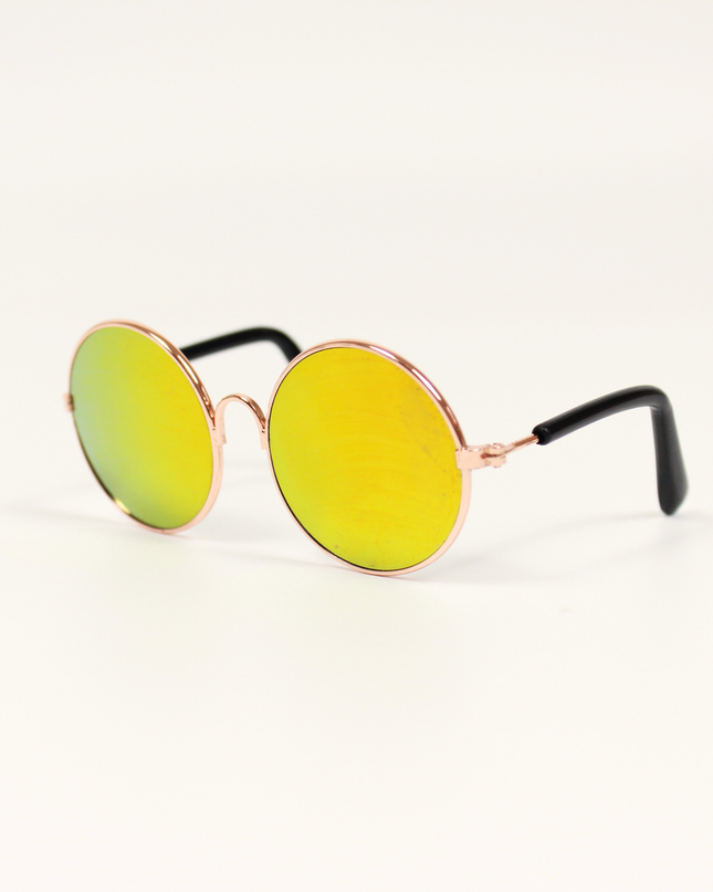 MoriCat Metal Sunglasses with Reflective Yellow Lens