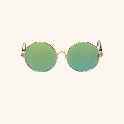 MoriCat Metal Sunglasses with Reflective Green Lens