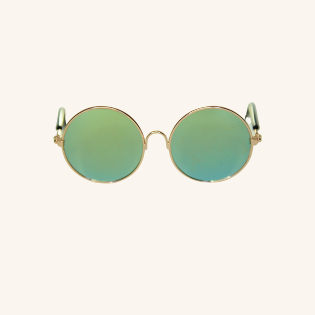 MoriCat Metal Sunglasses with Reflective Green Lens