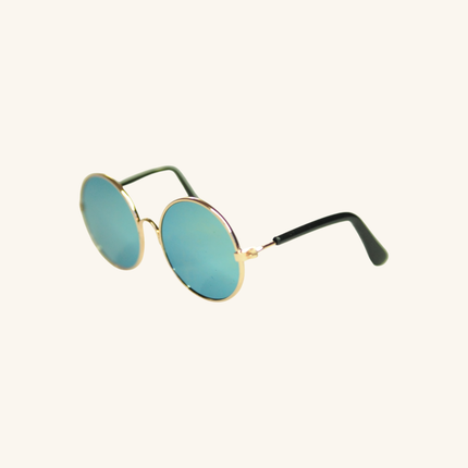 MoriCat Metal Sunglasses with Reflective Green Lens