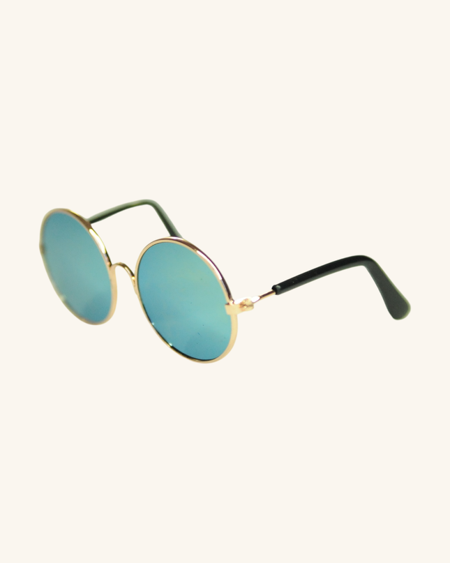 MoriCat Metal Sunglasses with Reflective Green Lens