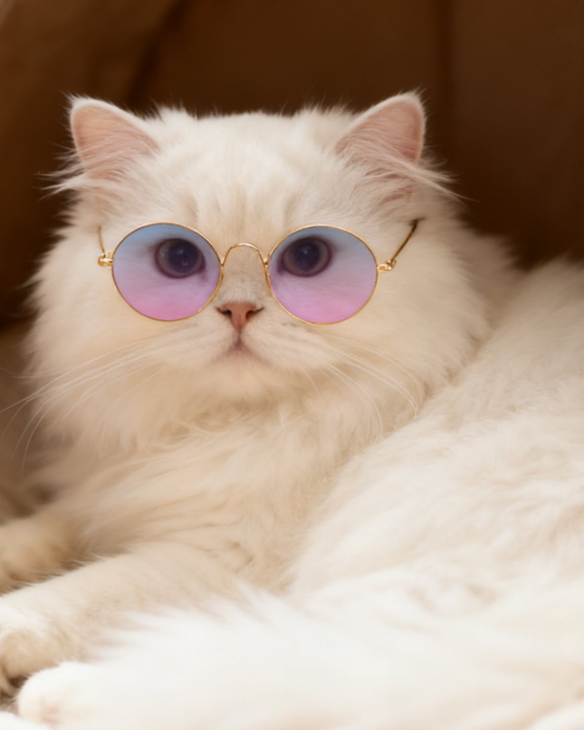 MoriCat Metal Sunglasses with Blue Pink Gradient Lens