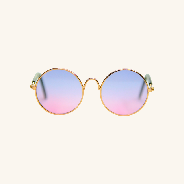 MoriCat Metal Sunglasses with Blue Pink Gradient Lens