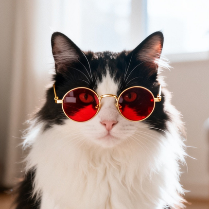 MoriCat Metal Sunglasses with Red Lens