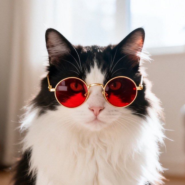 MoriCat Metal Sunglasses with Red Lens