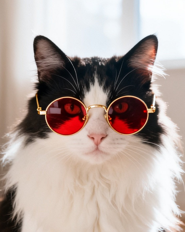 MoriCat Metal Sunglasses with Red Lens