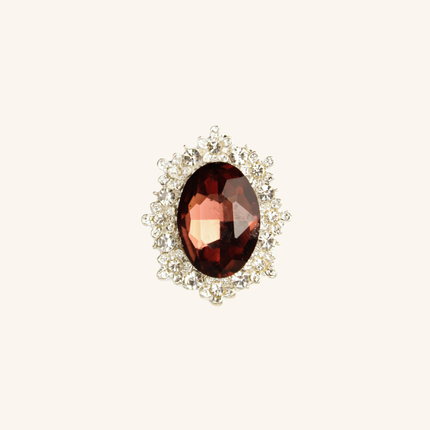 MoriCat Oval Floral Cluster Gem Charm