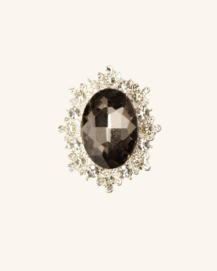 MoriCat Oval Floral Cluster Gem Charm
