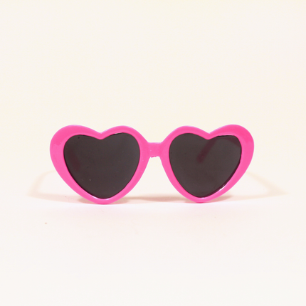 MoriCat Hot Pink Heart Shaped Plastic Sunglasses with Black Lens