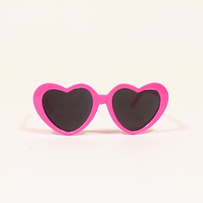 MoriCat Hot Pink Heart Shaped Plastic Sunglasses with Black Lens