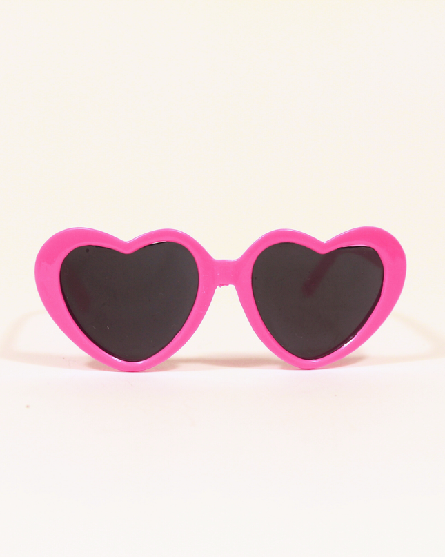 MoriCat Hot Pink Heart Shaped Plastic Sunglasses with Black Lens