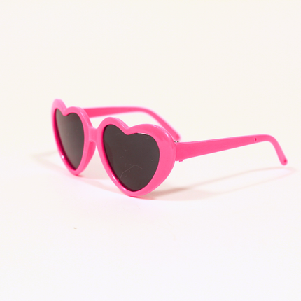 MoriCat Hot Pink Heart Shaped Plastic Sunglasses with Black Lens
