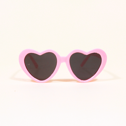 MoriCat Pink Heart Shaped Plastic Sunglasses with Black Lens
