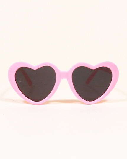 MoriCat Pink Heart Shaped Plastic Sunglasses with Black Lens