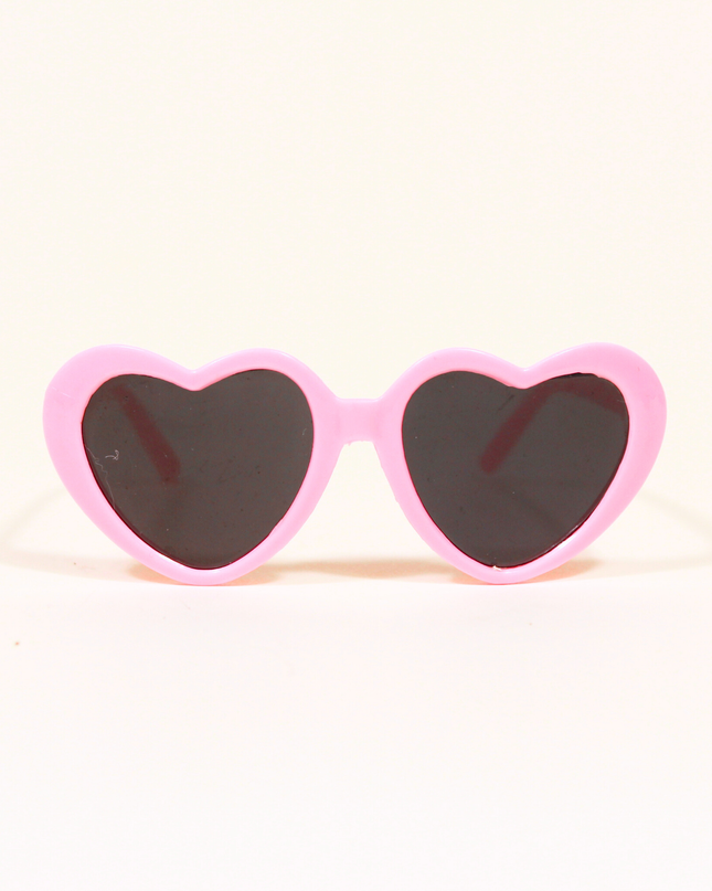 MoriCat Pink Heart Shaped Plastic Sunglasses with Black Lens