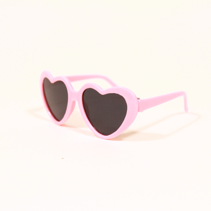 MoriCat Pink Heart Shaped Plastic Sunglasses with Black Lens