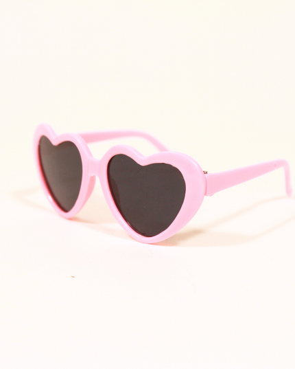 MoriCat Pink Heart Shaped Plastic Sunglasses with Black Lens