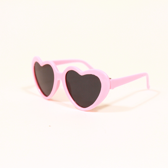 MoriCat Pink Heart Shaped Plastic Sunglasses with Black Lens