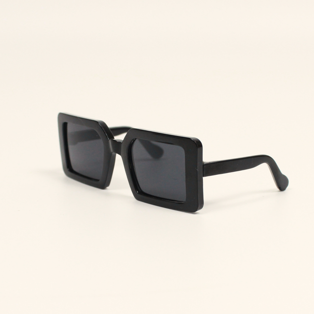 MoriCat Square Black Sunglasses with Black Frame and Black Lens
