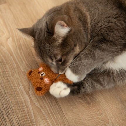 MoriCat Premium Catnip Toy — Large Brown Bear
