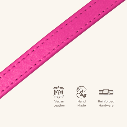 MoriCat Premium Vegan Leather Bright Pink Cat Collar