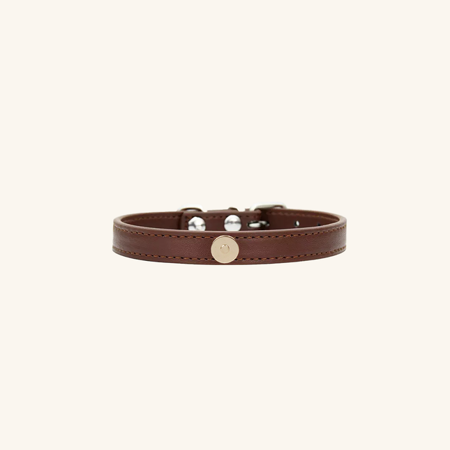 MoriCat Premium Vegan Leather Brown Cat Collar