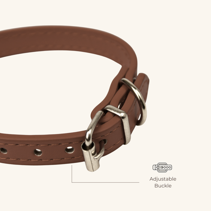 MoriCat Premium Vegan Leather Brown Cat Collar