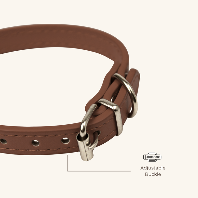 MoriCat Premium Vegan Leather Brown Cat Collar