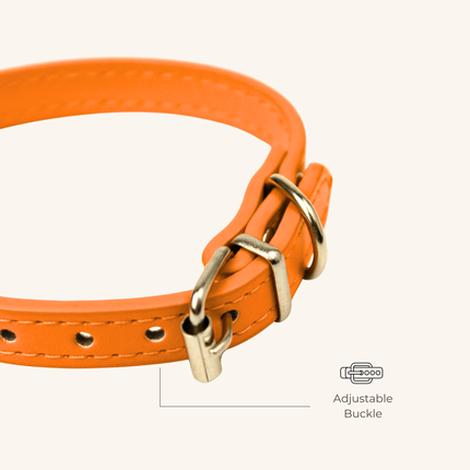 MoriCat Premium Vegan Leather Orange Cat Collar
